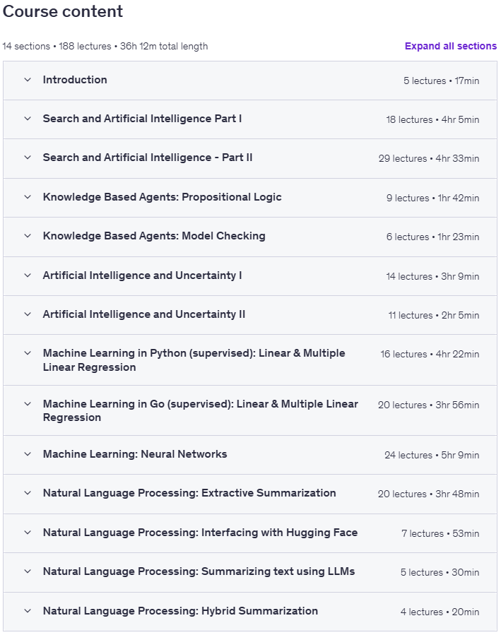 Course topics · Introduction to AI and Machine Learning with Go (Golang) 2025-9