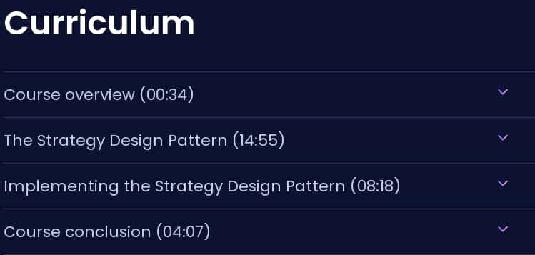 Course topics · Dometrain — Design Patterns in C#: Strategy 2024-11
