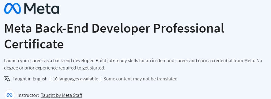 Pictures · Coursera — Meta Back-End Developer Professional Certificate 2024-2