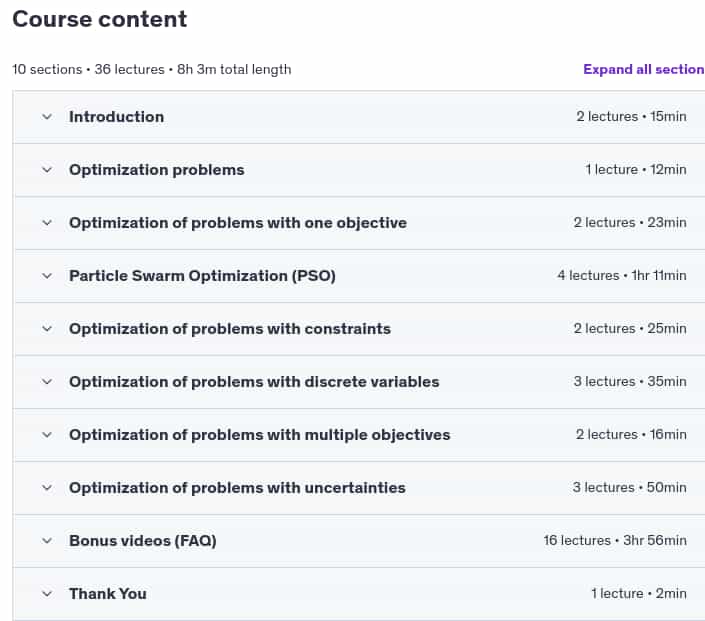 Course topics · Udemy — Optimization problems and algorithms [2024] 2024-6