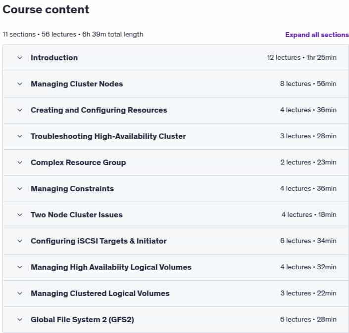 Course topics · Linux High Availability Clustering 2024-8