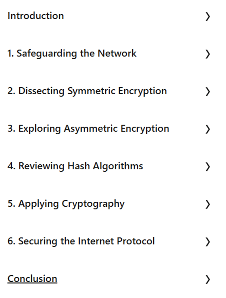 Course topics · LinkedIn — Learning Cryptography and Network Security 2025-1