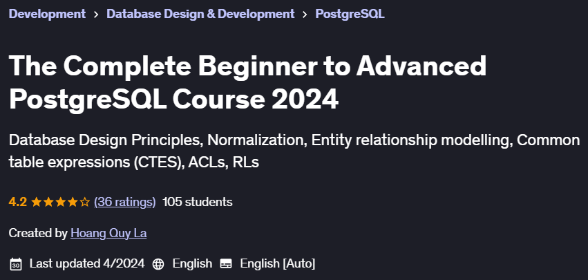 Pictures · The Complete Beginner to Advanced PostgreSQL Course 2024 2024-3