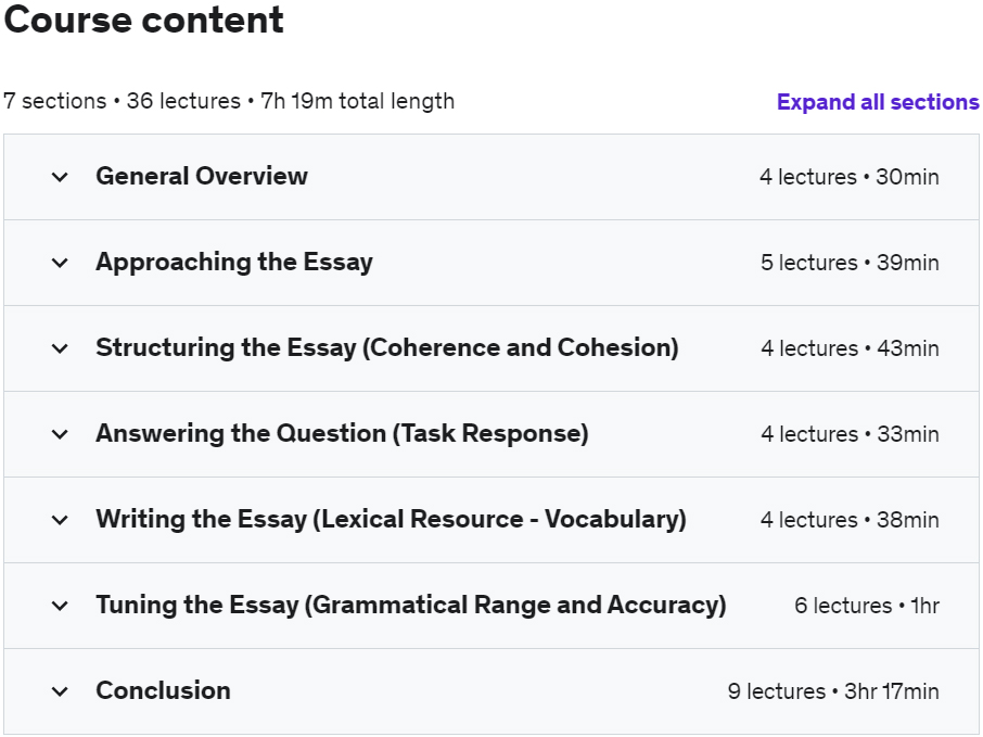 Course topics · Mastering IELTS Writing Task 2: Complete Band 7+ Preparation 2022-12