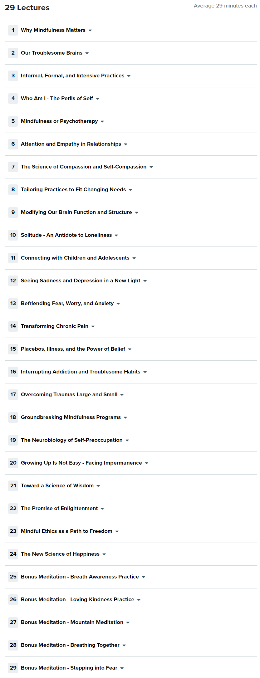 Course topics · thegreatcourses — The Science of Mindfulness: A Research-Based Path to Well-Being 2018-9