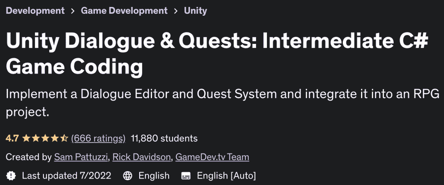 Pictures · Udemy — Unity Dialogue & Quests: Intermediate C# Game Coding 2022-7