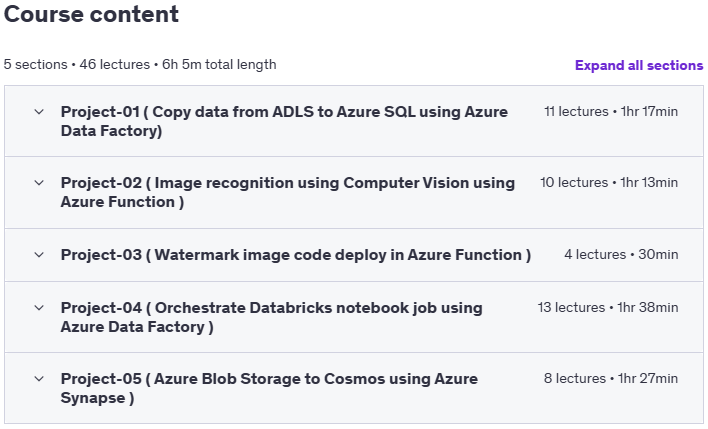 강좌 주제 · Azure 데이터 엔지니어 실제 세계 프로젝트 2022-7