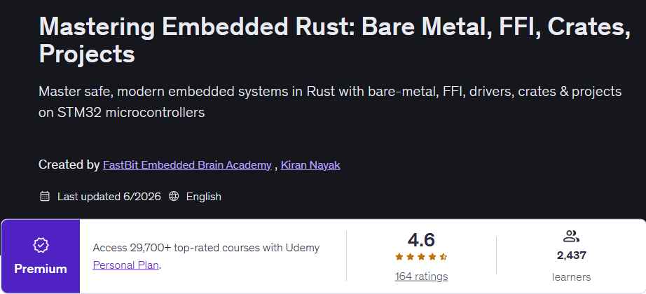 이미지 · 마스터 삽입 된 Rust : Bare 금속, FFI, 크레이트, 프로젝트 2026-6
