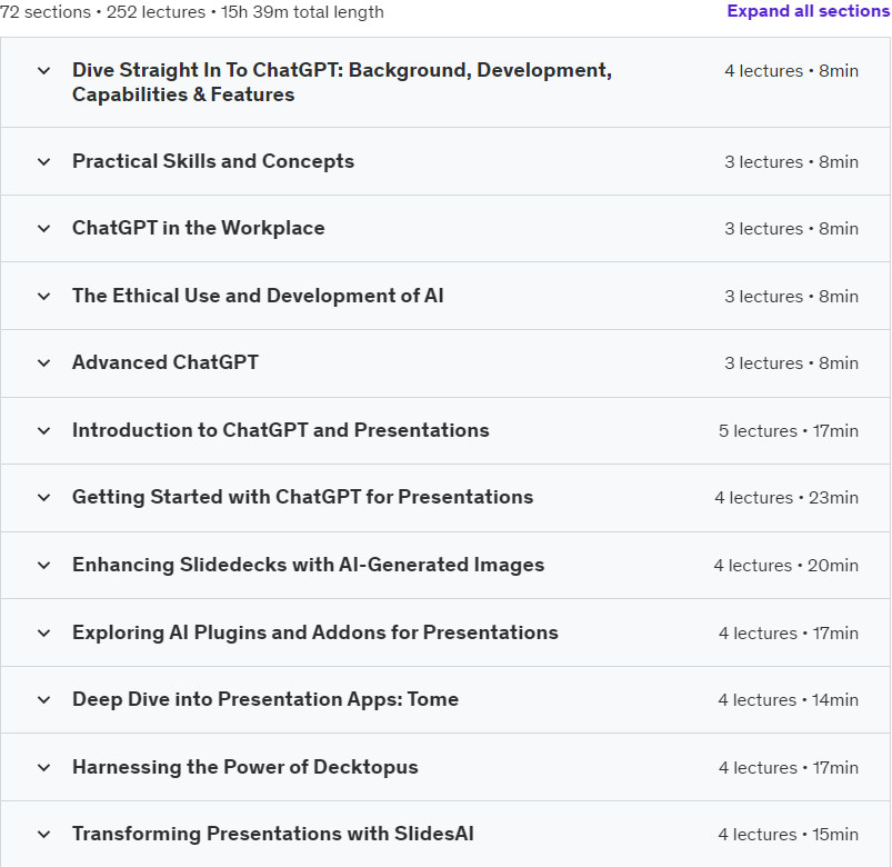 Course topics · ChatGPT Mega Masterclass: AI Skills for Professionals 2024-1