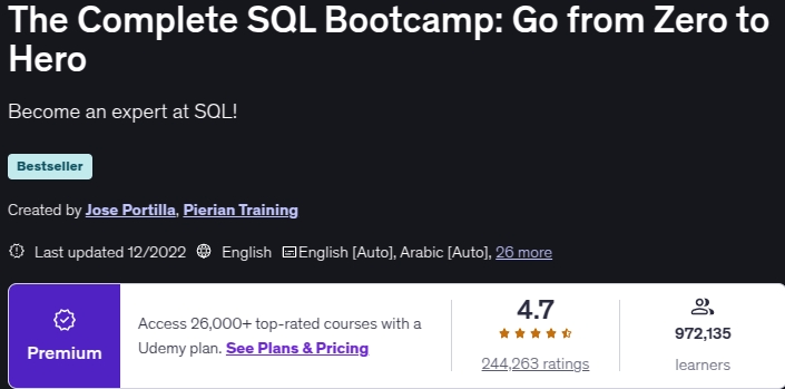 تصاویر · مکمل طور پر SQL بوتکمپ: صفر سے ہیرو تک جاؤ 2022-12