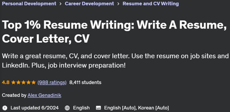 Pictures · Udemy — Top 1% Resume Writing: Write A Resume, Cover Letter, CV 2022-9
