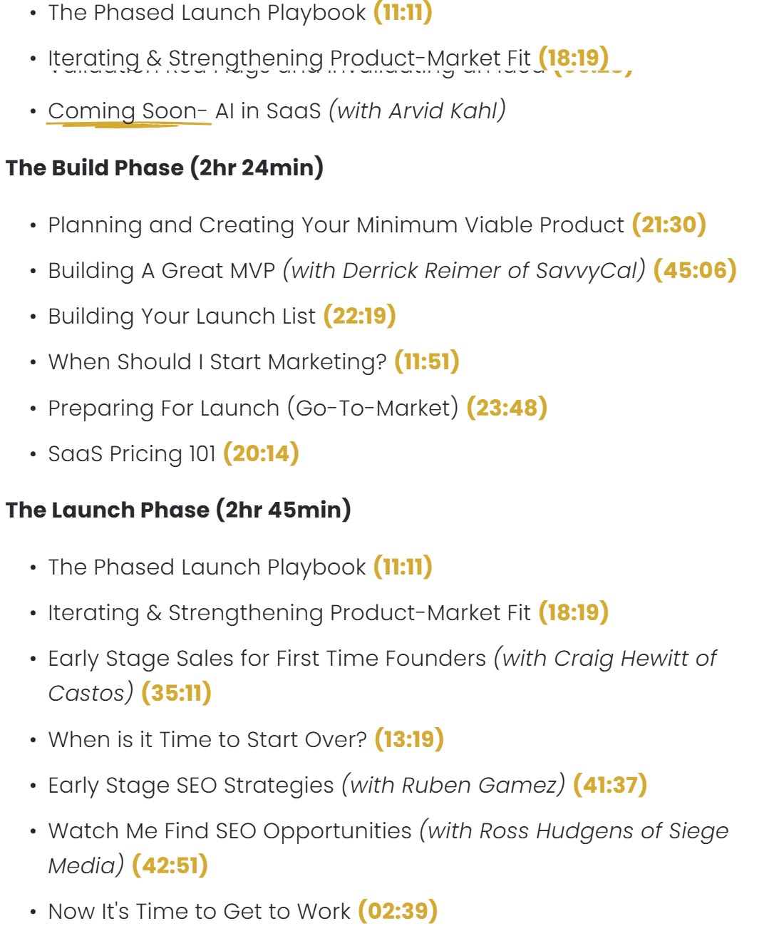 Temas del curso · MicroConf – El SaaS Launchpad 2025-7