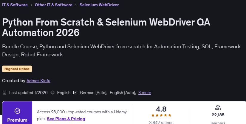 Pictures · Python From Scratch & Selenium WebDriver QA Automation 2026 2026-1