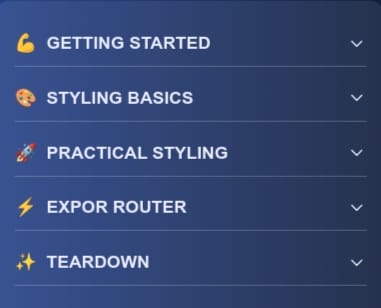 Course topics · Galaxies.dev – React Native Styling Basics 2024-6