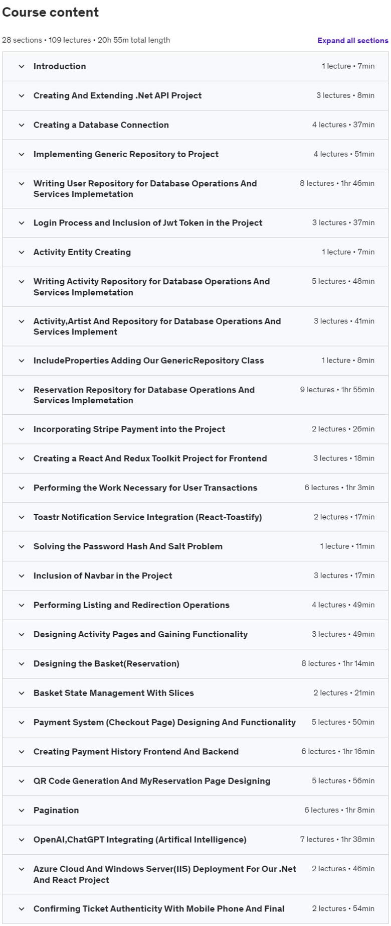 Course topics · Udemy — Build A EventMaster App With .Net Core And ReactJs – Redux 2024-8