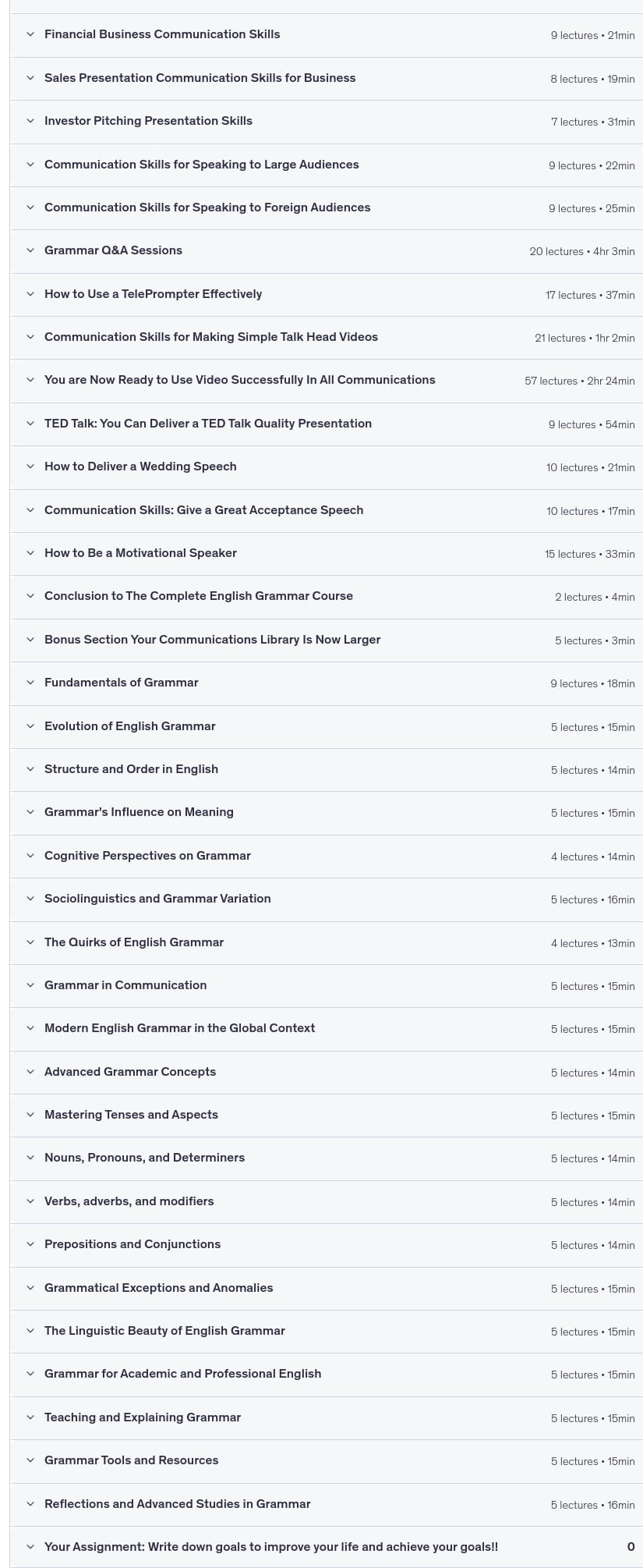 Course topics · Udemy — The Complete English Grammar Course – Perfect Your English 2026-9