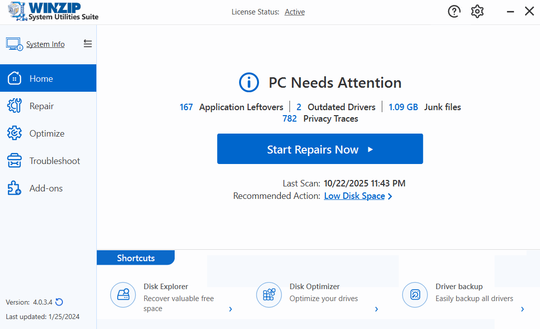 Images · WinZip Système Utilities Suite 4.0.3.4 multilingue