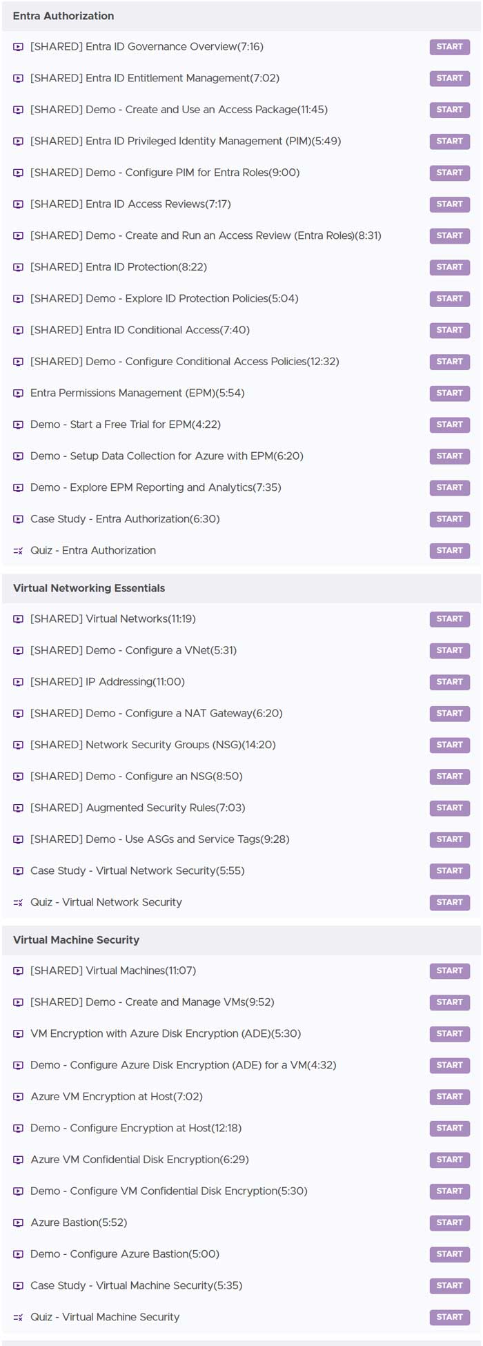 Course topics · Adrian Cantrill — AZ-500 Microsoft Security Engineer 2024-8