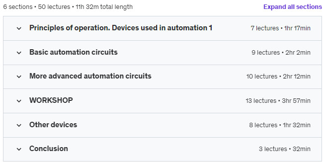 Course topics · Udemy — Industrial Electrical Automation 1. Hardwired Logic. 2021-9