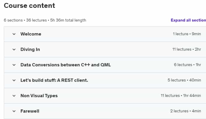 Course topics · Qt6 and QML Intermediate: Interfacing to C++ 2024-5