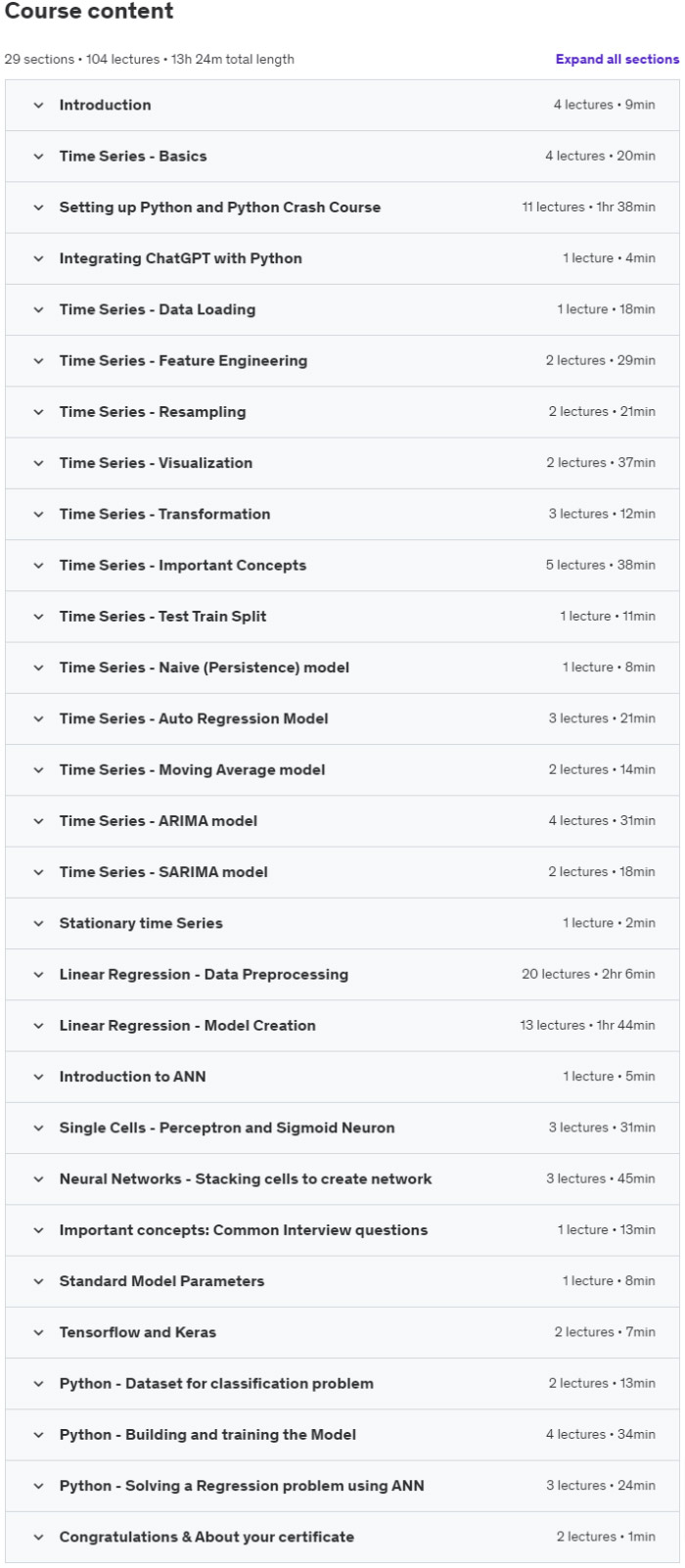 Course topics · Time Series Analysis and Forecasting using Python 2024-5