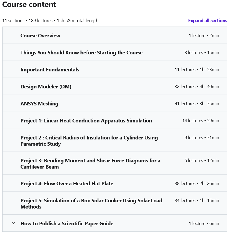 Course topics · Udemy — ANSYS from Drawing to Results Visualization – CFD and FEA 2021-9