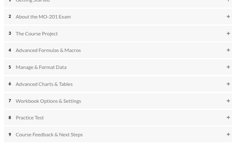 Temas del curso · Maven Analytics – Excel MO-201 Exámenes Prep 2025-10