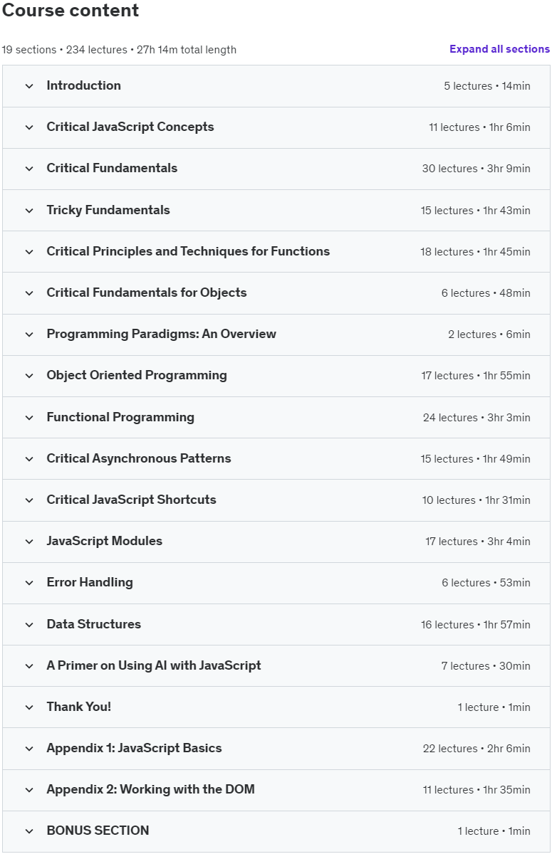 Course topics · JavaScript: The Critical Parts Masterclass 2024-1