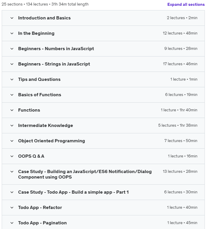 Course topics · Learn Javascript Step By Step By Building Projects 2021-9