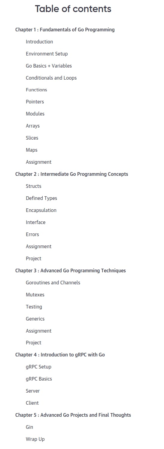 Course topics · Oreilly — Go Essentials: A Practical Guide to Concurrency, gRPC, and More 2024-8