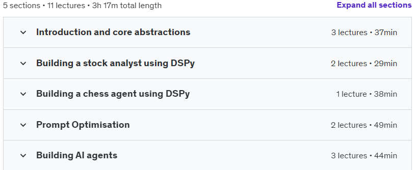 Course topics · DSPy: Learn how to program (not prompt) language models 2024-6