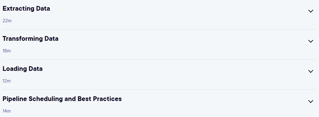 Course topics · Pluralsight — Build and Deploy ETL Pipelines with Python 2025-4