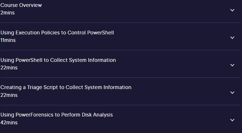 Course topics · Pluralsight — Live Response and Forensics with PowerShell 2023-6