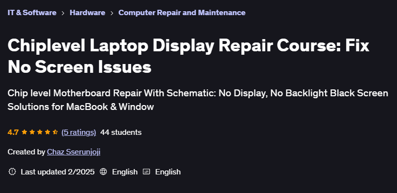 Pictures · Chiplevel Laptop Display Repair Course: Fix No Screen Issues 2025-1