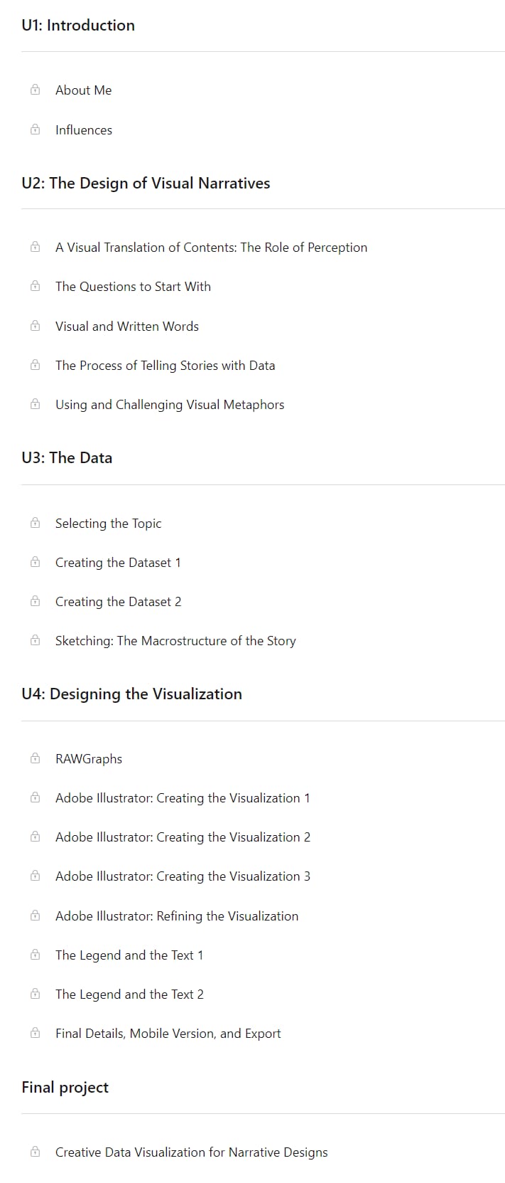 Course topics · Domestika — Creative Data Visualization for Narrative Designs 2023-2