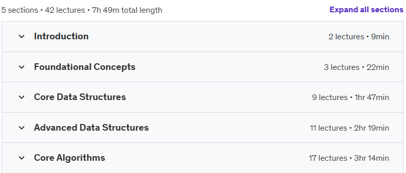 Course topics · Udemy — Data Structures and Algorithms Simplified Bootcamp 2024-10