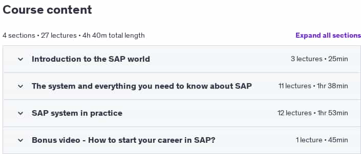 Course topics · SAP for Beginners course | SAP ERP with practice 2024-7