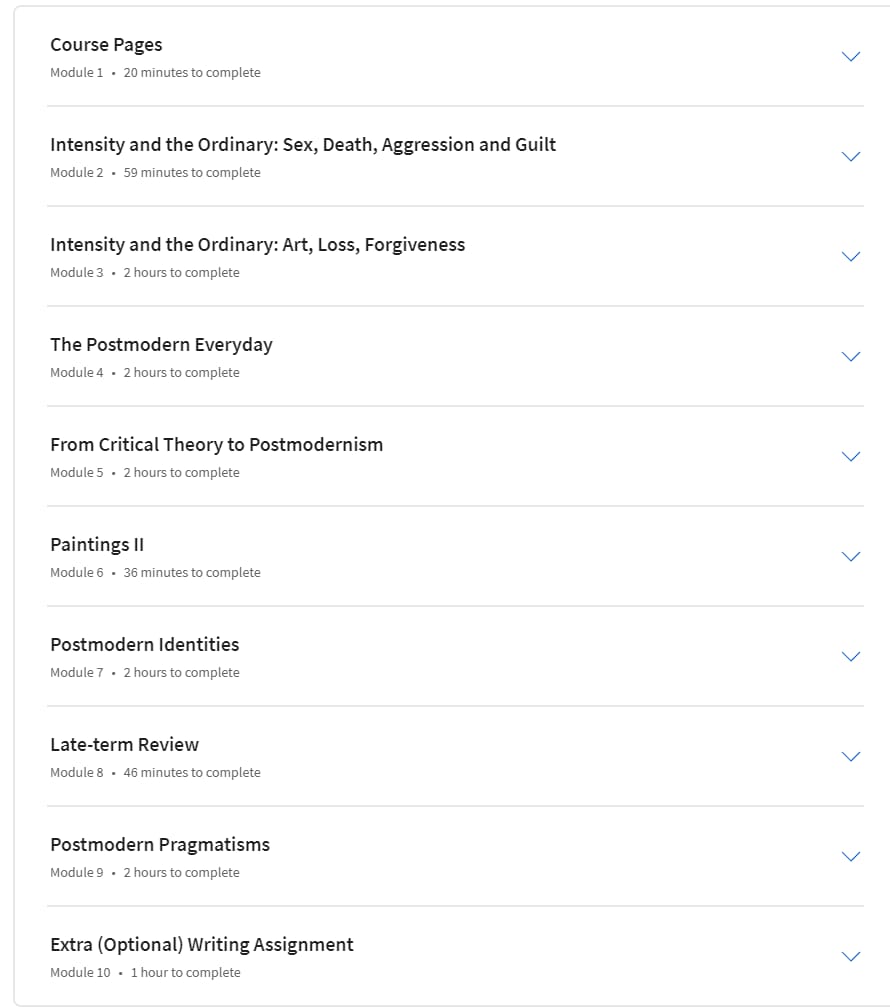 Course topics · Coursera — The Modern and the Postmodern (Part 2) 2024-5