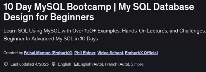 الصور · 10 اليوم MySQL Bootcamp SQL تصميم قاعدة بيانات للمبتدئين 2025-4
