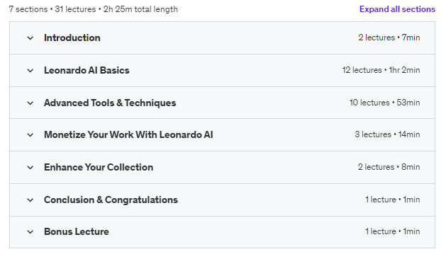 Course topics · Udemy — Leonardo AI: Ultimate Guide For AI Art in Leonardo AI 2023-8