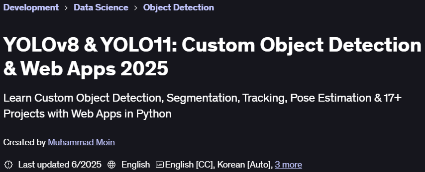 Pictures · Udemy — YOLOv8 & YOLO11: Custom Object Detection & Web Apps 2025 2024-11
