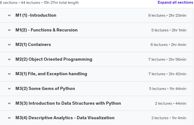 Course topics · Udemy — Crash course on Programming with Python 3 2023-8