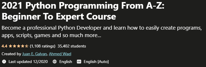 Pictures · Udemy — 2021 Python Programming From A-Z: Beginner To Expert Course 2020-11