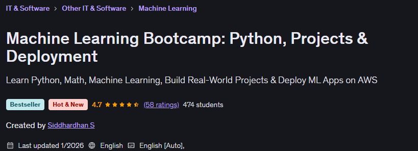 Bilder · Machine Learning Bootcamp: Python, Projekte & Ausführung 2026-1