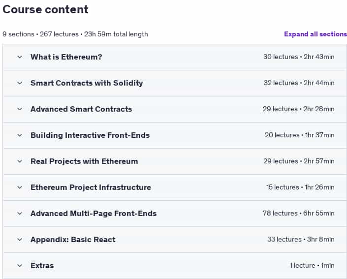 Course topics · Ethereum and Solidity: The Complete Developer’s Guide 2025-7