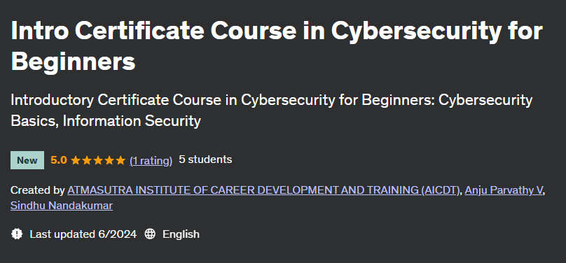 Pictures · Intro Certificate Course in Cybersecurity for Beginners 2024-6