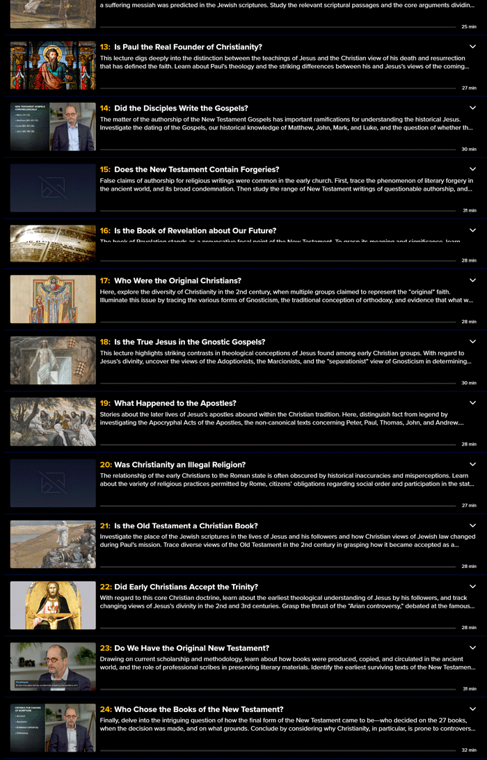 Course topics · The Great Courses Plus — The Greatest Controversies of Early Christian History 2024-10