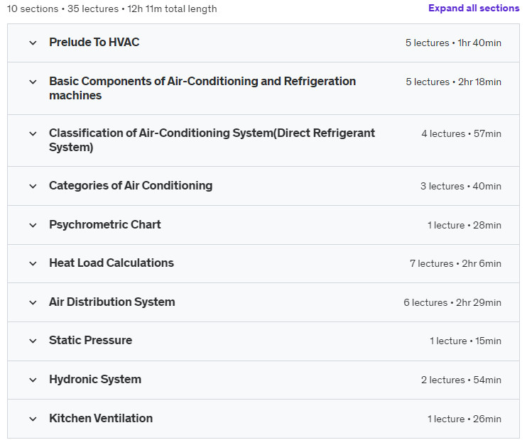 Course topics · Udemy — HVAC Design 2022-6