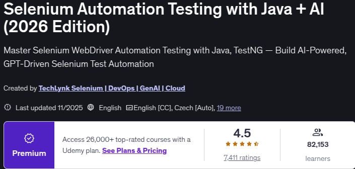 Pictures · Udemy — Selenium Automation Testing with Java + AI (2026 Edition) 2025-11