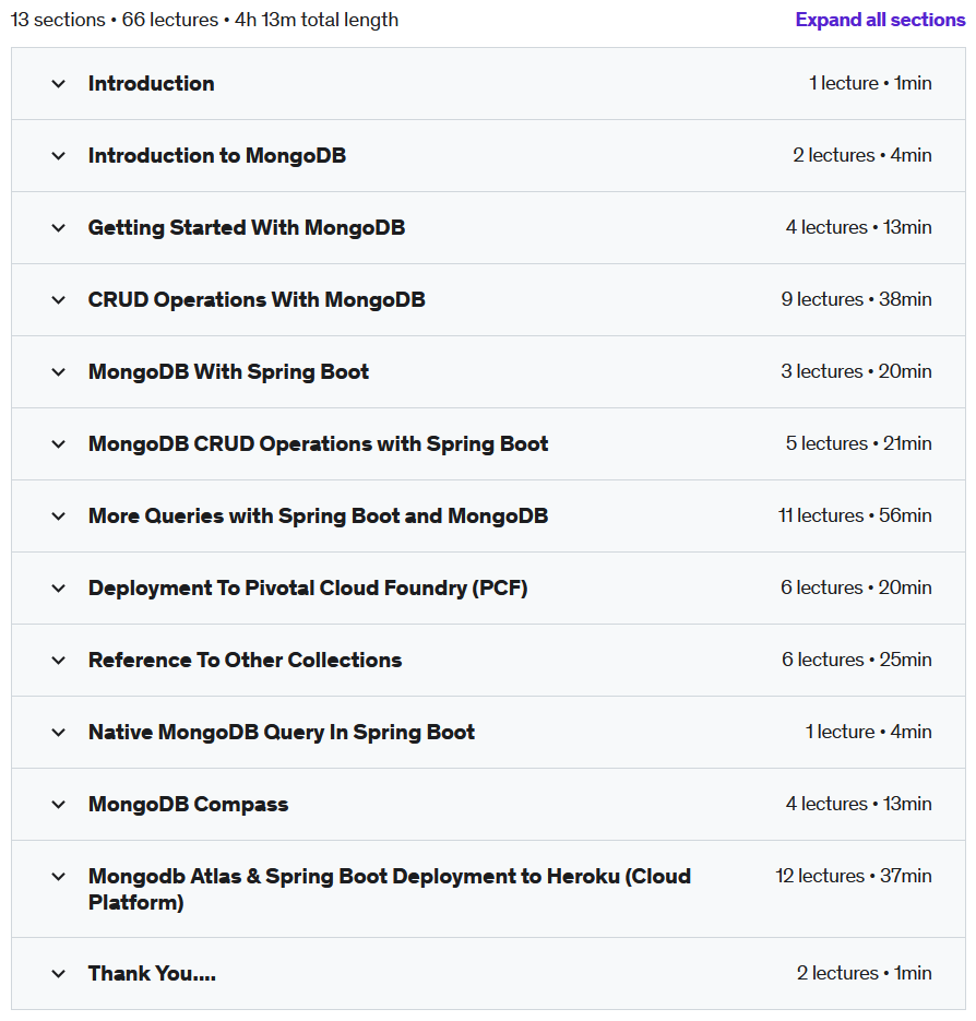 Course topics · MongoDB with Java Spring Boot & Spring Framework 2022-5